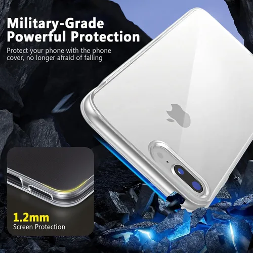 Vista 3 de FanTEK Compatible con iPhone 7 Plus, iPhone 8 Plus de 5.5 pulgadas, fundas de teléfono TPU de cristal transparente suave