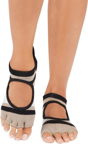 Vista 3 de Toesox Bellarina - Paquete múltiple de calcetines antideslizantes con agarre para pilates, barra, yoga, ballet, negro, carbón, Echo