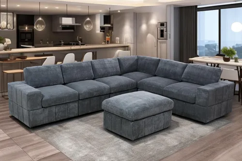 Vista 17 de A Ainehome Juego de sofá modular modular con otomanas de gran tamaño en forma de U, sofá modular de 7 asientos con tumbonas reversibles para sala