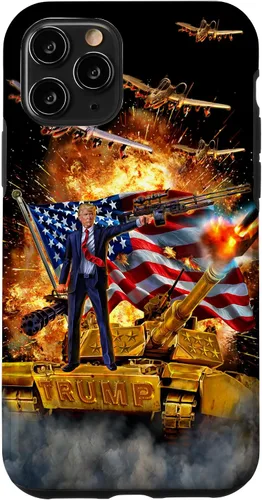 Vista 29 de iPhone 16 Presidente Donald Trump monta una funda dorada