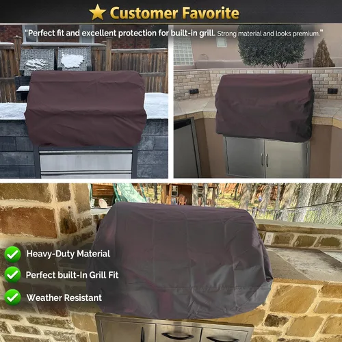 Vista 9 de Covers & All Cubierta de parrilla integrada para parrilla al aire libre – Resistente 18 oz impermeable cubierta de parrilla de barbacoa incorporada