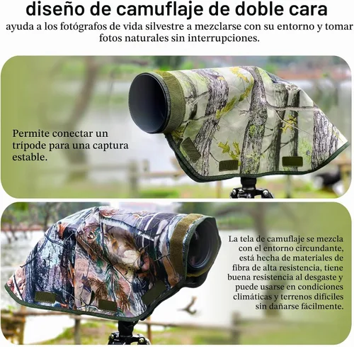 Vista 5 de Cubierta de lluvia para cámara con ventana de visión que se abre y diseño de montaje en correa, protector de funda impermeable para cámara (M)