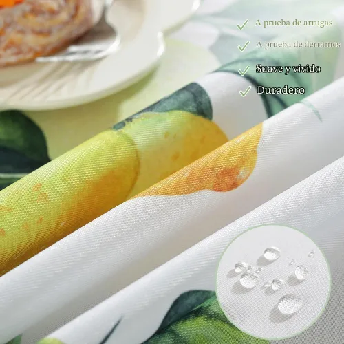 Vista 7 de MATIRUG Mantel rectangular de verano floral amarillo con fruta de limón, 52 Limón-2