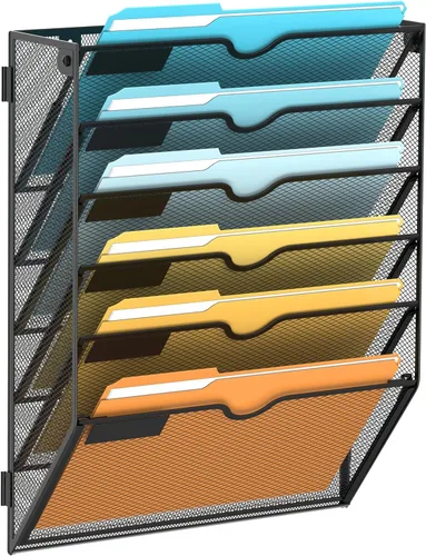 Vista 21 de SUPEASY Organizador de Archivos de Pared de Malla para Oficina, Soporte de Correo Colgante, Organizador de Pared para Revistas para Oficina Negro