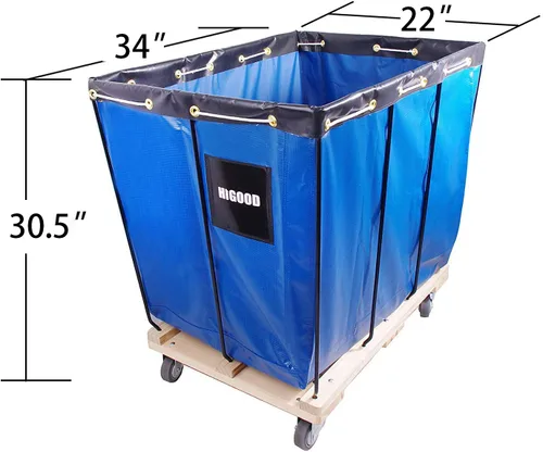 Vista 2 de Carros de Cestas, Carros de Servicio Azules de 8 Fanegas Plegables, Carros, 10.0 pies cúbicos, 400 lb, Capacidad de 34" L X 22" Anc X 30.5" Alt