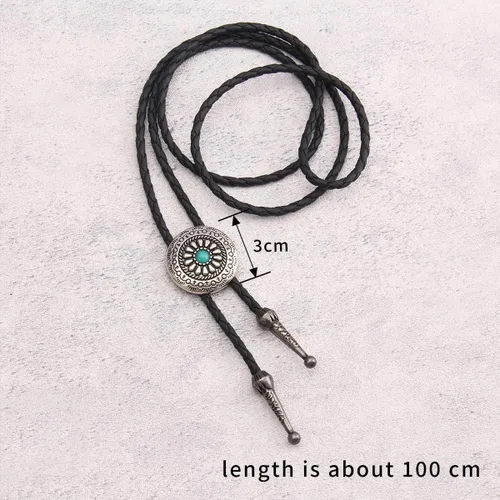 Vista 427 de Jeilwiy Corbata de bolo para hombre, corbata de vaquero occidental, collar de corbata de bolo dorado, corbata de cuero, corbata de Halloween