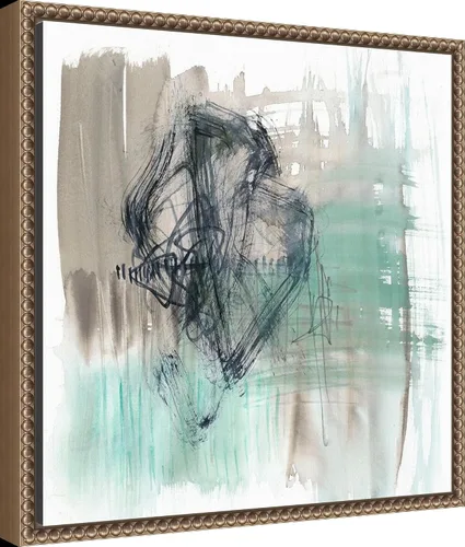 Vista 2 de Amanti Art Framed Canvas Wall Art 16x16 Scribble Scrabble II by Jennifer Goldberger, Framed Wall Art Canvas, Abstract Artwork, Traditional Decor