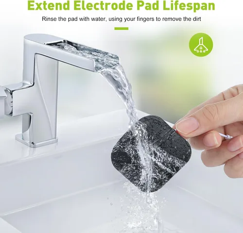 Vista 7 de TENS - Almohadillas de repuesto para unidad, 20 almohadillas de electrodo de 2 x 2 pulgadas, parches de electrodos autoadhesivos reutilizables