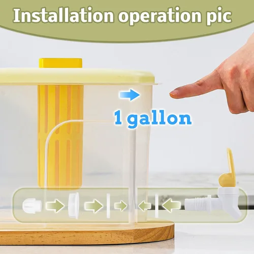 Vista 7 de Dispensador de bebidas de 1 galón para refrigerador, recipiente de agua con grifo, dispensador de agua de galón mejorado, jarra de té helado