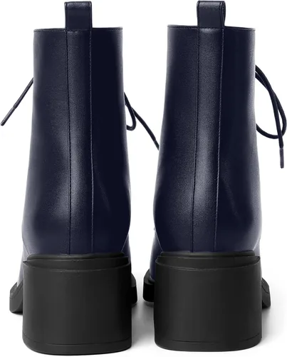 Vista 4 de ROSERWISH Botas altas de tacón bajo y grueso para mujer, con cordones, cómodas, modernas, con puntera redonda, de 2.5 pulgadas
