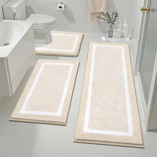 Vista 71 de Pauwer Juego de baño, alfombras de baño antideslizantes, alfombras de ducha absorbentes para suelo de baño, bañera y ducha, color azul aguamarina