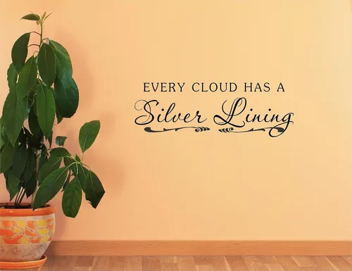 Vista 2 de Every Cloud has a Silver Lining Vinil Adhesivos de Pared Citas Refranes Palabras Arte Decoración Letras Vinilo Arte Arte Arte Inspirador Inspirador