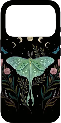 Vista 29 de Funda estética Witchy Luna Moth Flower Floral Moon Phases para iPhone 12 mini