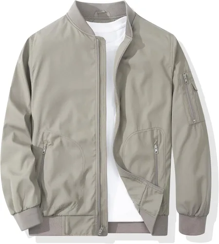 Vista 8 de Chaqueta bomber para hombre, casual, a la moda, ligera, cortavientos al aire libre