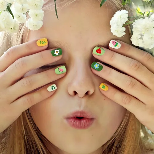 Vista 6 de 16 hojas de calcomanías de uñas para niños, lindas calcomanías autoadhesivas para niñas y mujeres, diseños 3D, accesorios de manicura