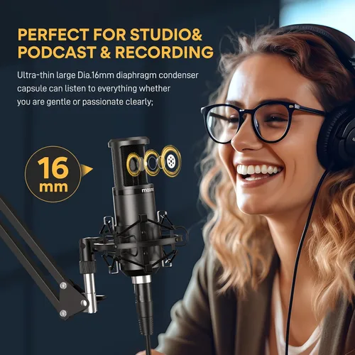 Vista 7 de MAONO XLR - Micrófono de condensador para podcast PM320S con micrófono dinámico XLR/USB PD200X para streaming, grabación, canto, voz en off, voz
