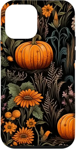 Vista 16 de iPhone 16 Autumn Flower Fall Halloween Spooky Pumpkin Floral Themed Case
