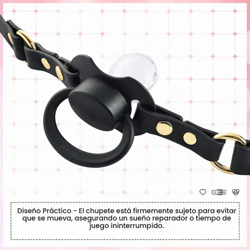 Vista 3 de Littleforbig Juego de chupete y mordaza de cuero con correa ajustable Gen II Negro