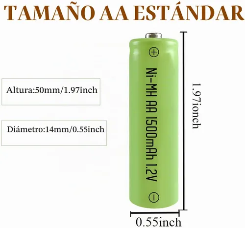 Vista 7 de 12 paquetes de baterías solares recargables de 1.2 V AA 1500 mAh de larga duración