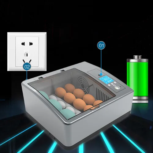 Vista 4 de Incubadora de 16 huevos de gallina, mini incubadora automática de temperatura, incubadora totalmente digital con control automático de temperatura