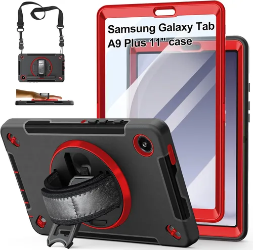 Vista 12 de Funda para Galaxy Tab Active 5 Pro 2025/4 Pro 2022/2019 de 10.1 Pulgadas: TPU con Soporte - Protector de Pantalla - Correa de Mano - Correa de Negro