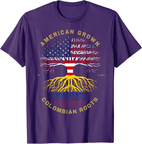 Vista 92 de Camiseta de regalo con la bandera de Estados Unidos con árbol de raíces colombianas