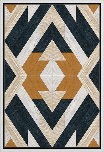 Vista 14 de IDEA4WALL Lienzo enmarcado para pared, decoración occidental, collage de polígonos de diamantes, paneles geométricos abstractos de madera, arte