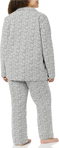 Vista 4 de Tienda Essentials Conjunto de pijama de franela de manga larga con botones frontales para mujer
