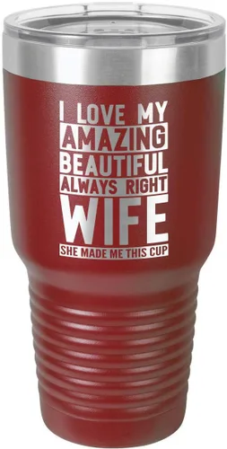 Vista 18 de OnlyGifts.com - Vaso con pajita y texto "I love my wife", 30 onzas, Negro