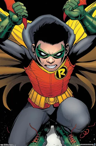 Vista 11 de Trends International DC Comics - Póster de pared de Robin - Damian Wayne, 14.725 x 22.375 pulgadas, versión enmarcada de madera de granero