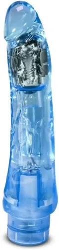 Vista 5 de Blush Naturally Yours Mambo Vibe - Consolador vibrador curvo de 9 pulgadas, realista, suave pero firme, juego de punto dulce vaginal, polla Azul
