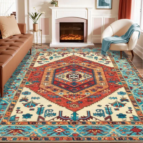 Vista 177 de SERISSA - Tapetes florales vintage, antideslizante, lavable, pequeño, ultrasuave, bohemio, de pelo bajo, para entrada, interiores, habitación