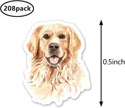 Vista 2 de Golden Retriever - Calcomanías para planificador de perros, álbum de recortes de 0.5 pulgadas, calendario de bricolaje para niños, paquete de 208