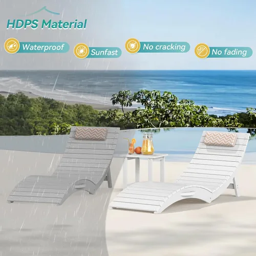 Vista 5 de Juego de 2 sillas plegables para piscina, premontadas de 8 pulgadas Blanco