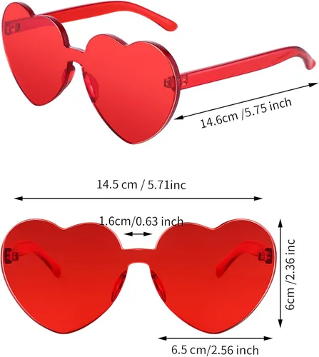 Vista 3 de Frienda 6 lentes de sol con forma de corazón rosa para fiestas y cosplay