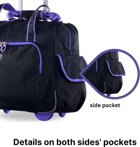 Vista 4 de Olympia Deluxe - Maleta de equipaje con ruedas, NegroVioleta, Overnighter rodante de moda de lujo