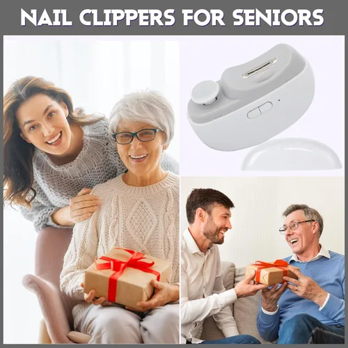 Vista 7 de Cortaúñas eléctrico para personas mayores, 3 en 1, cortaúñas automático eléctrico con luz LED y almacenamiento de clips, recortadora de uñas