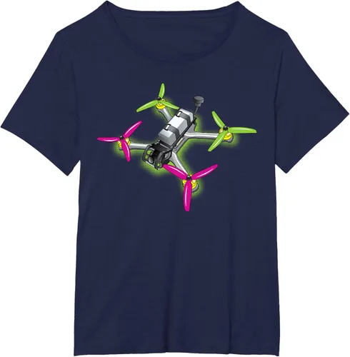 Vista 21 de Freestyle FPV Racing Drone Pilot Acro Quadcopter - Camiseta de sandía, Negro, S