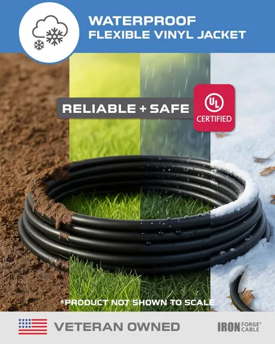 Vista 2 de Iron Forge Cable Cable de extensión negro de 6 pies con 3 tomas de corriente, SJTW de 16/3, cable de extensión de 6 pies, 3 clavijas, resistente a