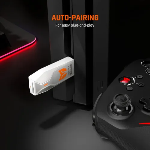 Vista 5 de BIGBIG WON Adaptador inalámbrico de controlador para Switch, Windows, PS4, con controlador de funciones completas soporte y latencia ultra baja