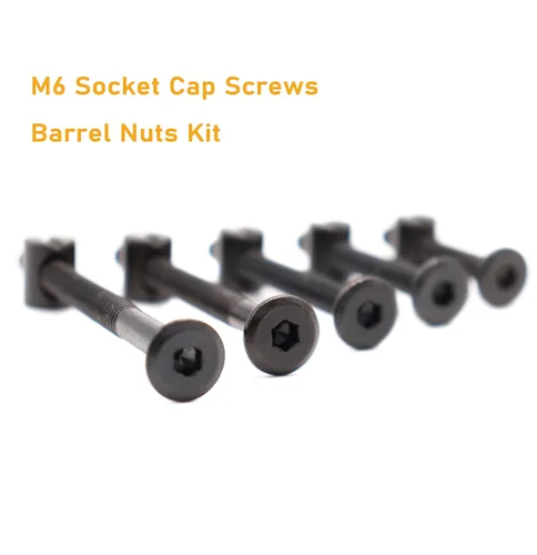 Vista 5 de Kit de tornillos de cuna M6, perno de conector plano negro para muebles con tuercas de barril para marcos de cama, 0.787 in - 3.150 in (5 tamaños)