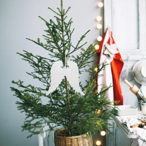 Vista 4 de BESPORTBLE 3 piezas de adornos de alas de ángel para árbol de Navidad, alas de ángel con purpurina, alas de ángel, colgante colgante para Navidad
