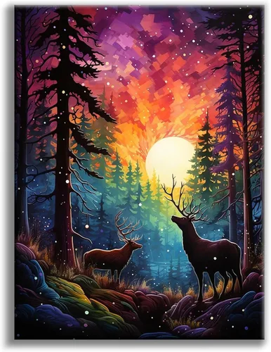 Vista 22 de Kits de pintura de diamantes de cielo estrellado Offito para adultos, kits de pintura de diamantes 5D Aurora Lake para principiantes, fantásticos