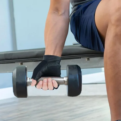 Vista 5 de Luwint Guantes de entrenamiento para hombre, guantes de ejercicio acolchados SBR de cuero para levantamiento de pesas, transpirables, ajuste cómodo