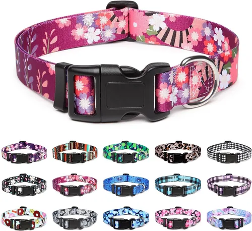 Vista 13 de Mercano - Collar ajustable para perro, patrones de diseño especial, collar de nailon suave cómodo y duradero para perros pequeños, medianos