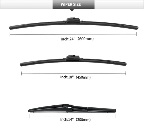 Vista 3 de Limpiaparabrisas delanteros y traseros, juego de 3 limpiaparabrisas de repuesto para Mazda CX-5 2013-2016, limpiaparabrisas para ventanas de auto