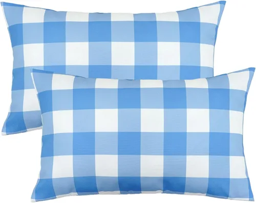 Vista 25 de Poise3EHome Juego de 2 fundas de almohada para exteriores de 16 x 16 pulgadas, a cuadros blancos y negros, a prueba de salpicaduras, para primavera