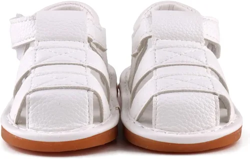 Vista 6 de CINDEAR Sandalias chirriantes de verano para niños y niñas, puntera cerrada, antideslizantes, suela de goma premium, zapatos para primeros pasos