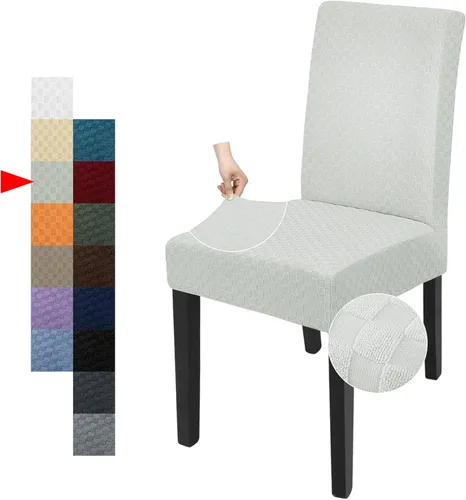 Vista 22 de YEMYHOM Funda elástica para silla con respaldo de 1 pieza con diseño jacquard más reciente, funda para silla con respaldo antideslizante, protector