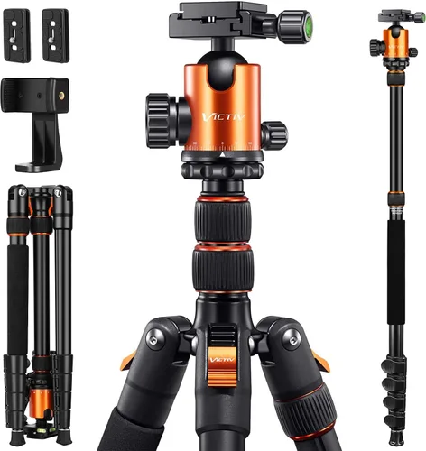 Vista 9 de Trípode DSLR Profesional para Fotografía - Alto, Ligero y Resistente - Miras de Detección, Telescopio y Prismáticos - Unidad de Trípode Completa